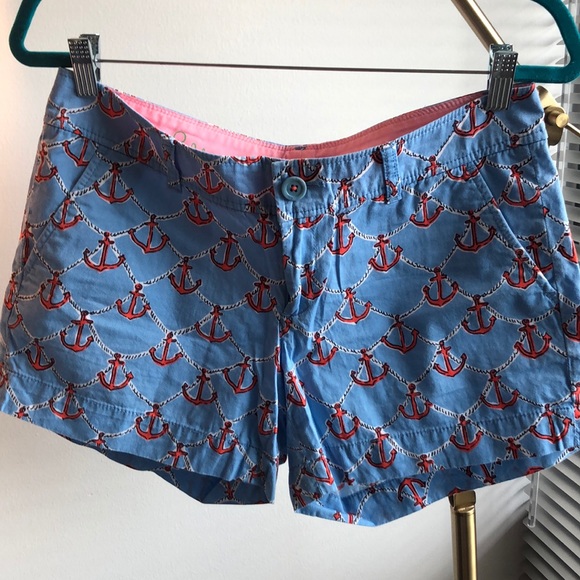 Lilly Pulitzer Pants - Lilly Pulitzer blue shorts with orange anchors